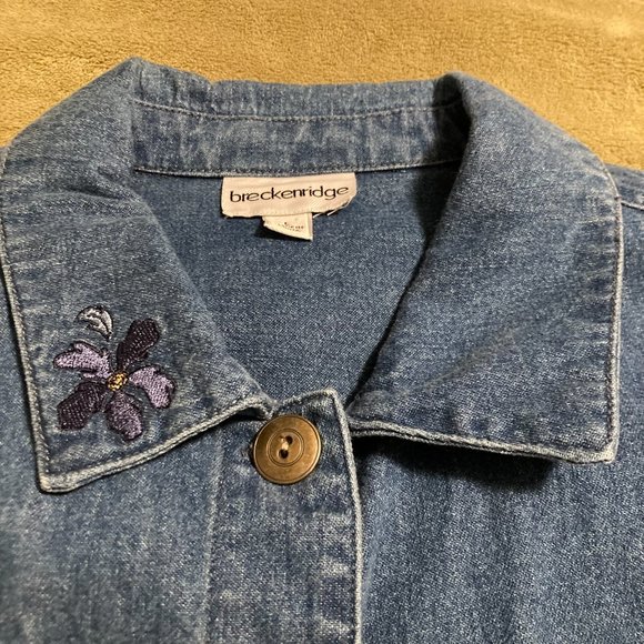 NWOT Vintage Breckenridge Denim Embroidered Long Sleeve Top Size L - Picture 6 of 15